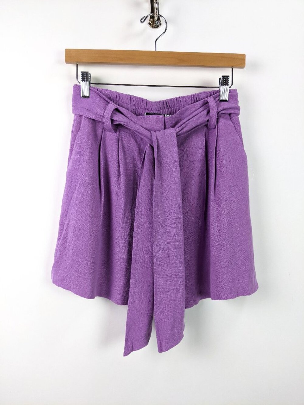 ASOS Design Womens Linen Blend High Rise Tie Waist Shorts Size 4 in Lavender